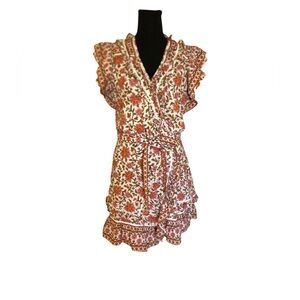 Veronica Beard Mikhail Floral Mini-Wrap Dress Women’s Size 10 white/multicolor
